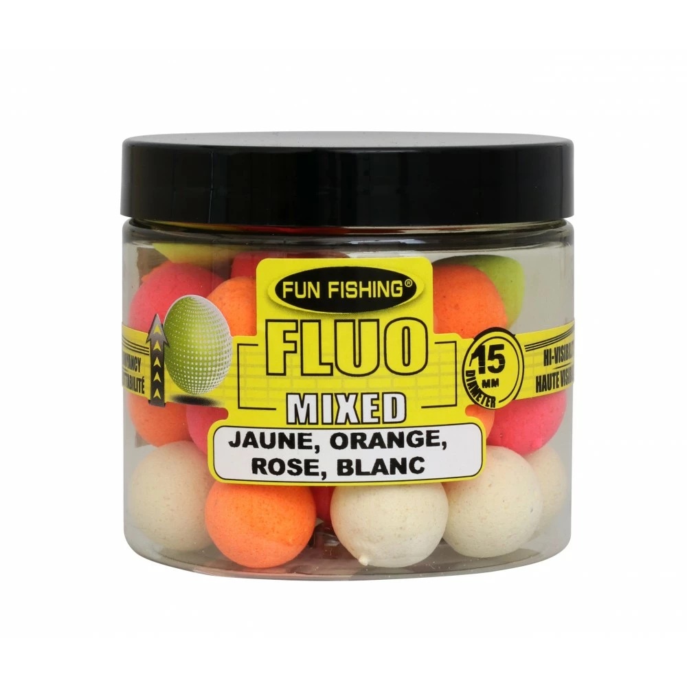 Fluo Pop Ups MIXED 15mm 67g FUN FISHING 4 Fluo Pop Ups MIXED 15mm 67g FUN FISHING – Image 2